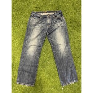 Vintage Lucky Brand Jeans Mens 38X32 Blue Denim 221 Original Straight Zip Fly